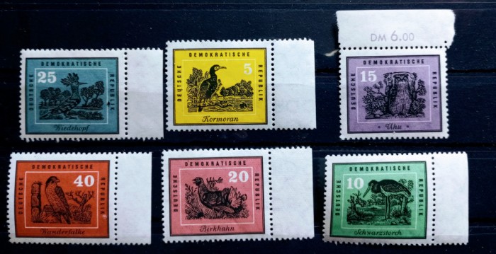 Germania DDR 1959 fauna păsări serie 6v. Nestampilata