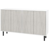 HOMCOM Bufet de bucătărie mobilier de depozitare 2 dulapuri cu rafturi reglabile, 121 x 37 x 75 cm, alb și aspect lemn gri | Aosom Romania