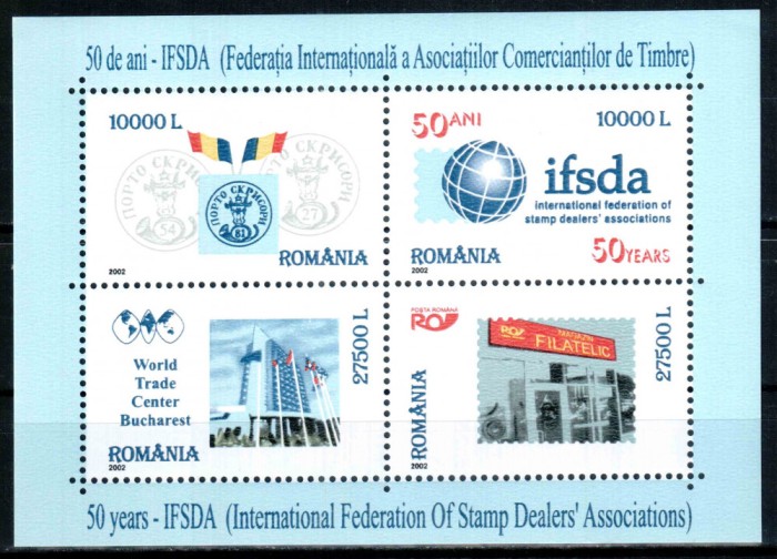 Romania 2002, LP 1586, 50 de ani IFSDA, bloc, MNH! LP 8,90 lei