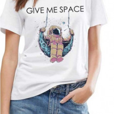 Tricou dama alb - Give me space - 2XL