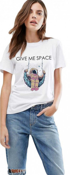 Tricou dama alb - Give me space - L