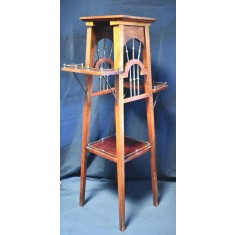 Piedestal lemn cu elemente alama / Etajera Art Deco - vinieta/timbru Mauriciu Filip Lazar Bucuresci / Bucuresti - piesa originala cca.1910