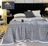 Cumpara ieftin Patura cocolino 200x230cm,gofrata cu bordura alba,gri deschis-F063