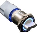 Buton Iluminat Rotativ Metalic 22mm, 3 Poziții, DPDT, Impermeabil