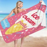 Prosop pentru plaja, dreptunghiular, 150x70 cm, model roz cu inghetata, ICE CREAM PARTY, REC54WZ3