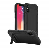 Husa iPhone X XS Antisoc Negru Hybrid Armor Kickstand