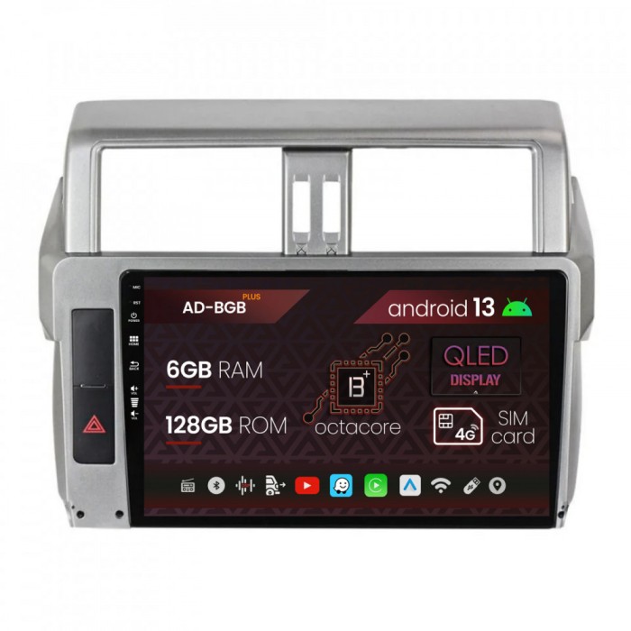 Navigatie Toyota Land Cruiser Prado J150 (2013-2017), Android 13, B-Octacore 6GB RAM + 128GB ROM, 10.1 Inch - AD-BGB10006+AD-BGRKIT061