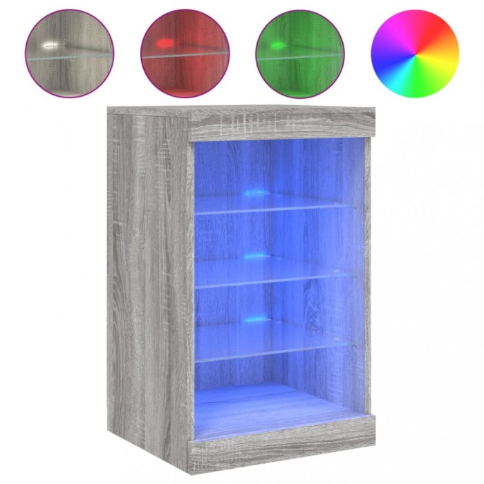 Servanta cu lumini LED, gri sonoma, 41x37x67 cm