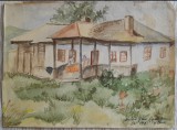 Cumpara ieftin 1951 Acuarelă Aglaia Rosei Rădulescu, semnată / Tg Ocna (Bacău) 30 x 20