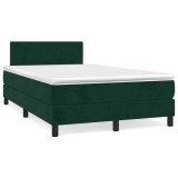 Cumpara ieftin Pat box spring cu saltea, verde inchis, 120x200 cm, catifea