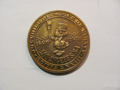 CY - Medalie &amp;quot;Expozitia Filatelica Bucuresti / J.O. Los Angeles 1984&amp;quot; bronz (2) foto