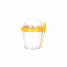 Pahar pentru iaurt cu lingura galben 500ml