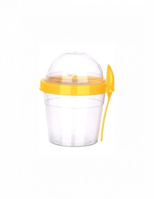 Pahar pentru iaurt cu lingura galben 500ml foto