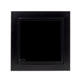 Ușa de vizitare neagră din aluminiu cu sticlă Lacobel Negru Ral 9005 200x200