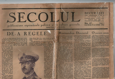 Ziarul Secolul Anul I nr.17 - 12 iun. 1932 foto