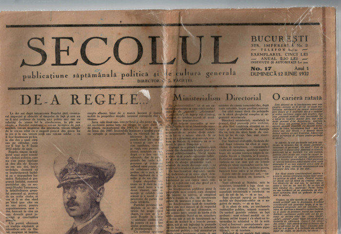 Ziarul Secolul Anul I nr.17 - 12 iun. 1932