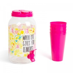 Dozator bauturi cu robinet, cu set pahare plastic, 3,8 l foto