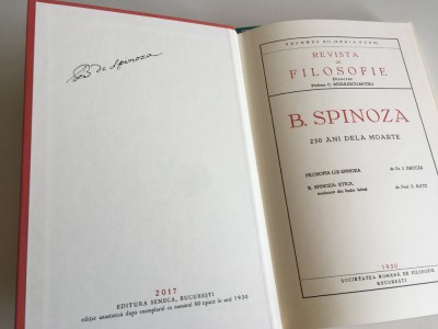 B. SPINOZA 250 ANI DE LA MOARTE- DUPA EXEMPLARUL ANIVERSAR REV.DE FILOSOFIE 1930 foto