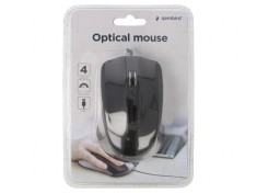 Mouse optic negru USB cu 4 butoane și cablu 1,35m