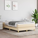 VidaXL Pat box spring cu saltea, crem, 120x200 cm, textil