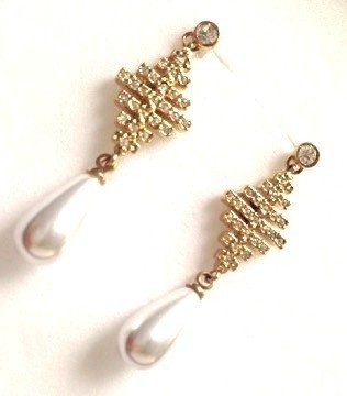 Cercei lungi eleganti placati cu aur 18k,SWAROVSKI, perla de cultura-STANTATI Cercei lungi eleganti placati cu aur 18k,SWAROVSKI, perla de cultura-STANTATI
