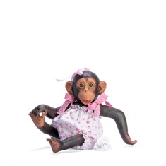Maimutica Reborn cu Scutec, Costumas Cu Fundite Roz Si Suzeta