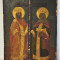 Icoana veche pictata pe lemn Sfintii Constantin si Elena - Grecia cca.1900