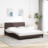 vidaXL Cadru de pat fără saltea, maro &icirc;nchis, 160x200 cm, textil