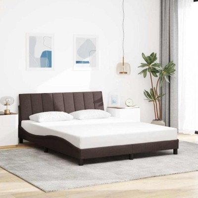 vidaXL Cadru de pat fără saltea, maro &amp;icirc;nchis, 160x200 cm, textil 3310471 foto