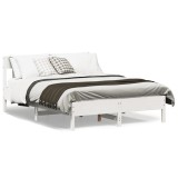 VidaXL Cadru de pat fără saltea, alb, 135x190 cm, lemn masiv de pin