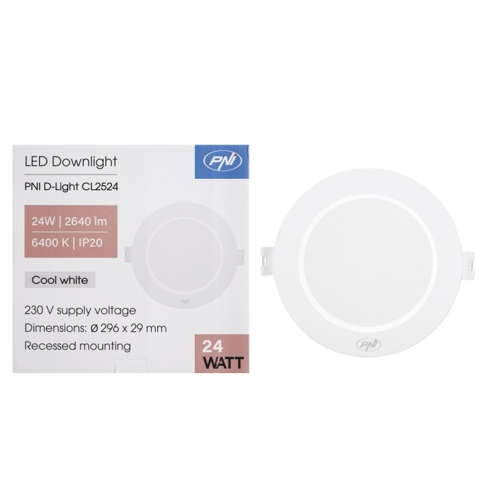 Aproape nou: Spot LED PNI D-Light CL2524 24W, incastrabil, rotund 29 cm, 6400K, ali