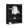 Dulap textil pentru imbracaminte, cadru din otel inoxidabil, 131x46x169 cm, Negru