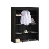 Dulap textil pentru imbracaminte, cadru din otel inoxidabil, 131x46x169 cm, Negru