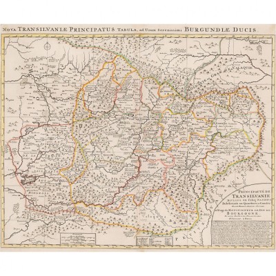 Harta Transilvania, Alexis-Hubert Jaillot, cca. 1695, 50x60cm, reproducere foto