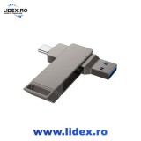 Stick, Memory Stick, 256GB, Dual USB-C + USB-A 3.2, High Speed, Flash Drive - Gri