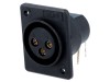 Conector XLR Mamă 3 Pini 90&deg; THT, CLIFF, Plastic Negru, 5A