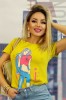 K298RR-9 Tricou cu maneca scurta si imprimeu feminin, M, M/L, S/M