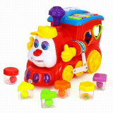 Jucarii bebe - Hola Toys - Jucarie sortare Trenulet educativ, Cu sunete, Cu lumini, Cu forme