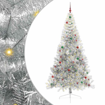 vidaXL Pom de Crăciun artificial pre-iluminat Argintiu 240 cm PET 3397240 foto