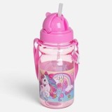 Sticlă cu pai Pop-up, 350 ml, Roz, CMCLASS