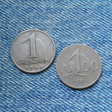 2r - 100 Kronen 1923 + 1 Groschen 1926 Austria / Lot 2 monede, Europa