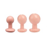 Set 3 Dopuri Anale Round Buttplug, PVC, Natural