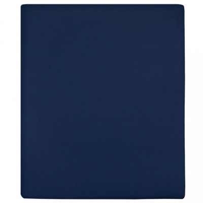 Cearșaf de pat cu elastic, 2 buc, bleumarin, 140x200 cm, bumbac foto