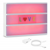 Cutie luminoasa A4 cu LED si 126 de litere multicolore, Kwmobile, Alb, Plastic, 42798