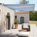 VidaXL Copertină retractabilă manual, albastru/alb, 300x250 cm