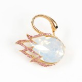 Brosa martisor lebada cu pietre roz