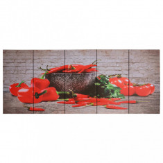Set tablouri din panza, imprimeu paprika, multicolor, 150x60 cm foto