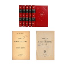 G. Călinescu, Opera lui M. Eminescu, cu dedicația olografă a autorului către Zaharia Stancu, 5 volume