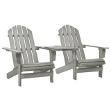 Cumpara ieftin Scaune de gradina Adirondack &amp; masa ceai, gri, lemn masiv brad