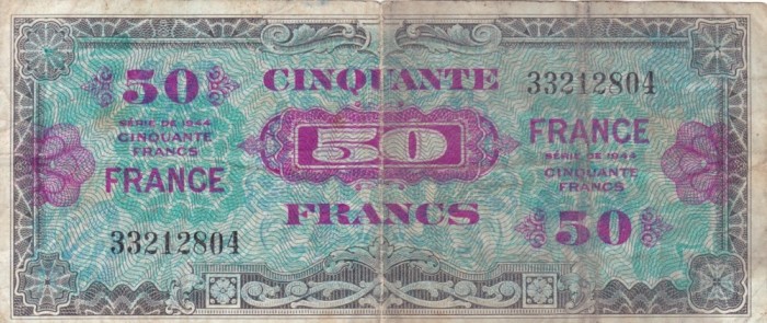 FRANTA 50 francs 1944 VF!!!